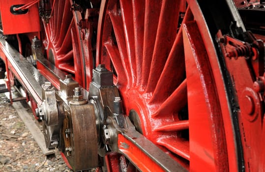 Rod drive on the steam locomotive