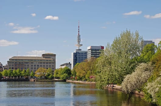 View of the Alster in Hamburg