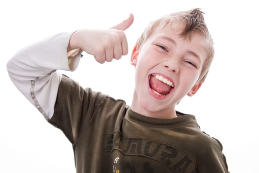Boy gives the thumbs up wd698