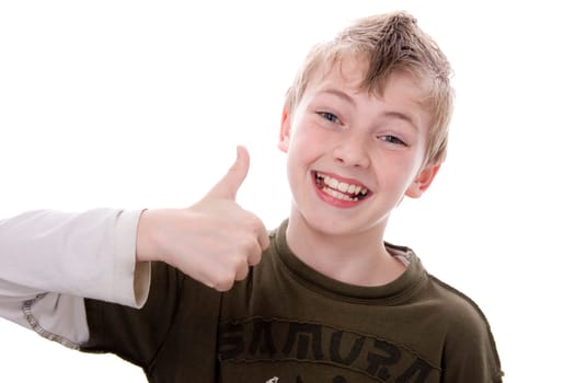 Boy gives thumbs up wd694