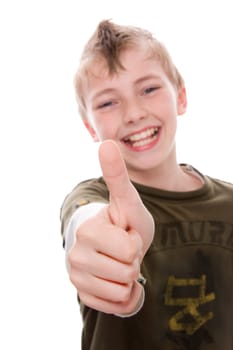 Boy gives the thumbs up wd696