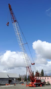 Mobile Crane at Bridge Construction Site
