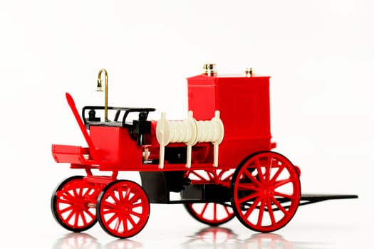 Historic fire engine on the left