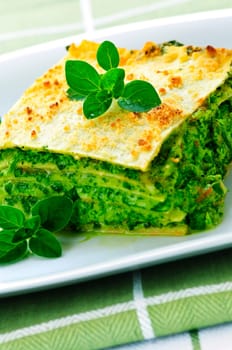 Plate of vegetarian lasagna