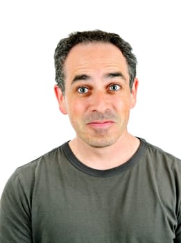 Middle aged man making silly face