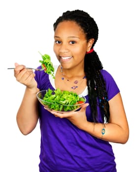Girl having salad