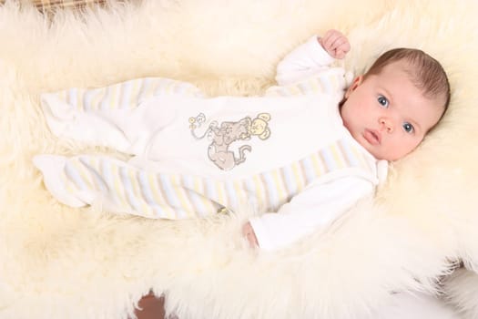 Baby on lambskin