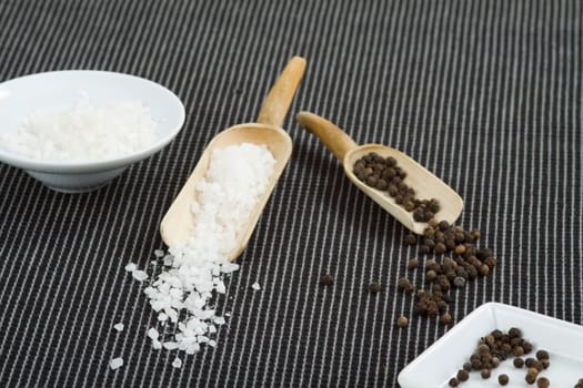 Pepper and grains of salt