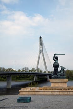 Mermaid Syrenka and Swietokrzyski Bridge