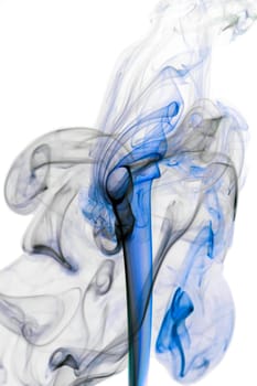Blue smoke against white
