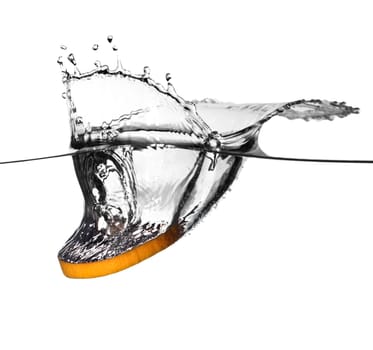 orange splash in water