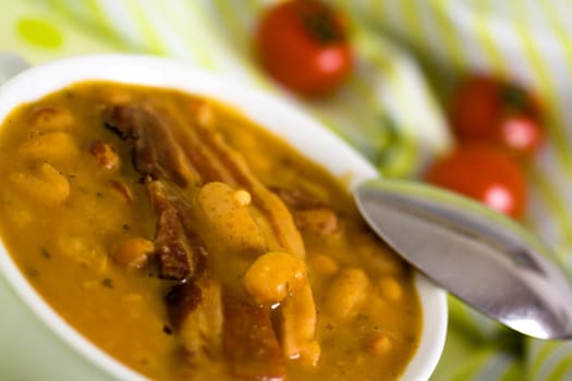 Bean soup with smoked bacon