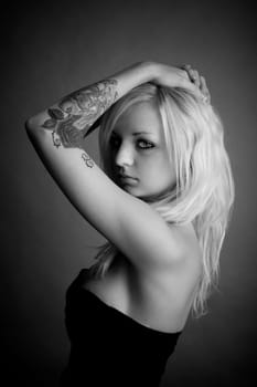 Beautiful Girl With Hands on Head