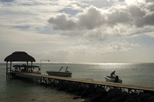 Boat mooring on the south coast of Mauritius