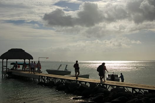 Boat mooring on the south coast of Mauritius