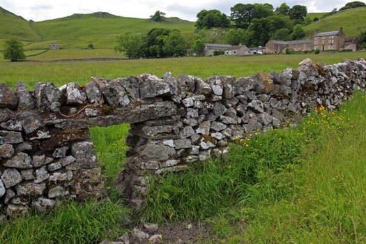 Dry stone wall in Derbyshire England