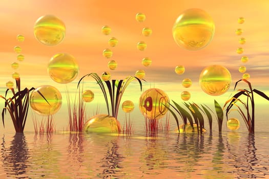 yellow air bubbles