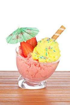 Delicious strawberry and vanilla ice cream