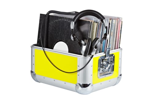 Disc Jockey box and headphones