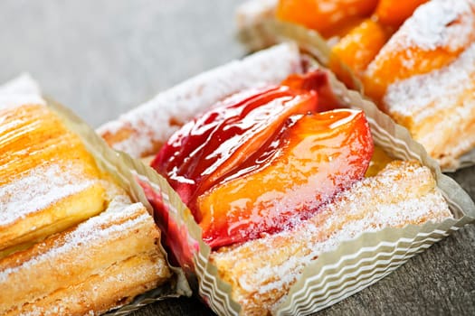 Pieces of fruit strudel