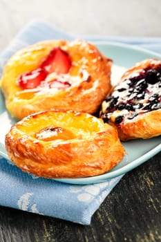 Three fruit danishes