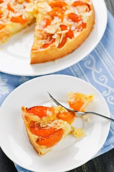 Slice of apricot and almond pie