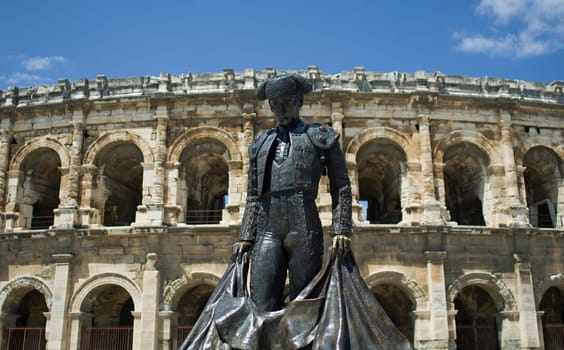 The torero in front of the arena in Nîmes
