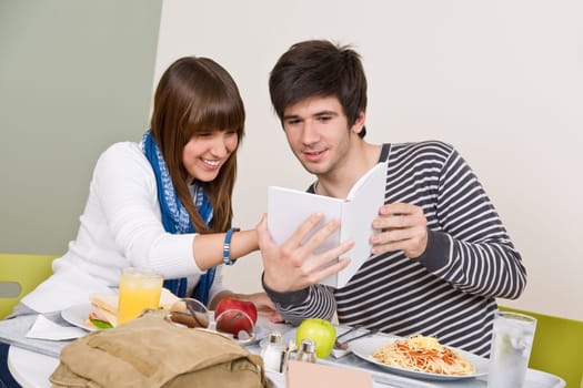 Student cafeteria - teenage couple