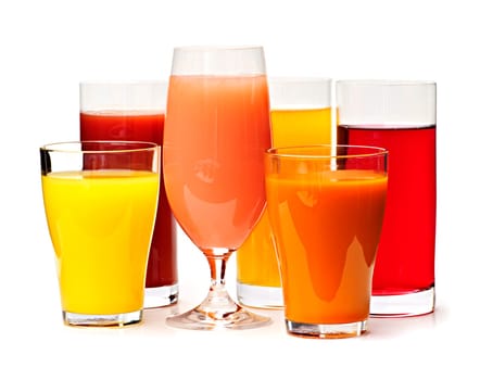 Glasses of various juices