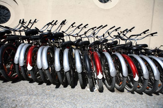 Station with rental bicycles