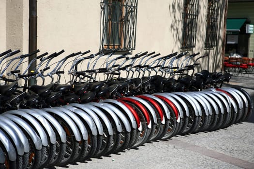 Station with rental bicycles