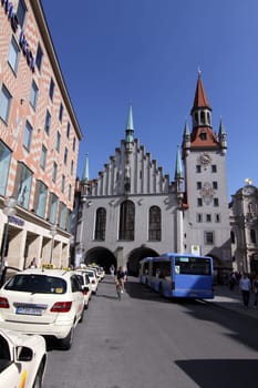 Taxi rank in front of the old town hall