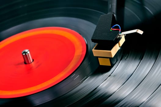 Record on turntable