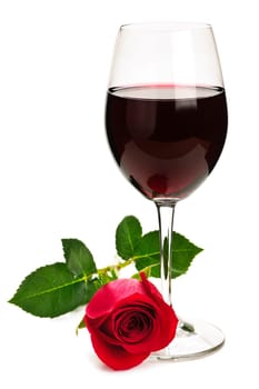 Wine with red rose