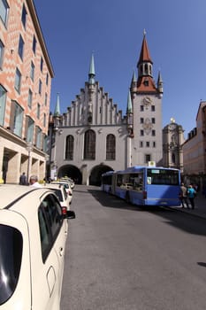 Taxi rank in front of the old town hall