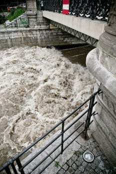 Flood in Wroclaw - water under a bridge