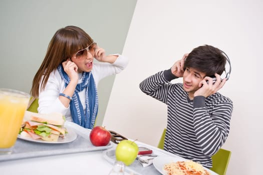 Student cafeteria - teenage couple