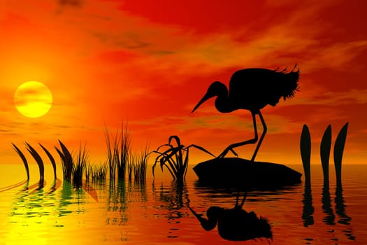 Paper Cut Heron