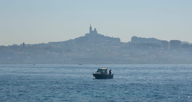 Marseille in the morning mist