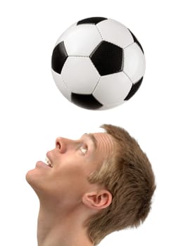 Footballer shows off his header skills