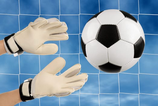 Hands of a goalkeeper in action
