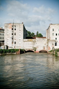 View of an old mill in Wroclaw from Slodowa Island