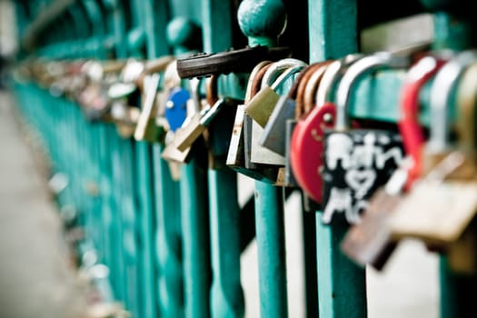 Love Bridge in Wroclaw - padlock hanging