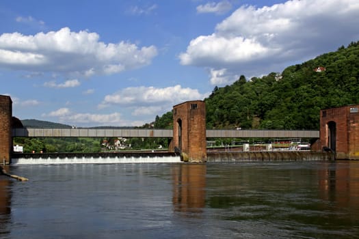 Weir footbridge at the Karlstor weir