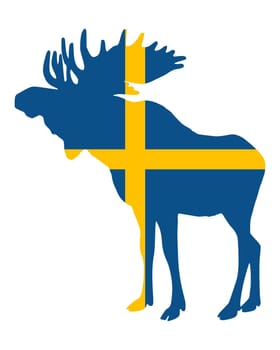 Sweden flag with moose