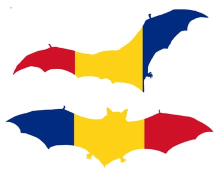 National flag of Romania with bat
