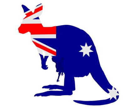 National flag of Australia with kangaroo