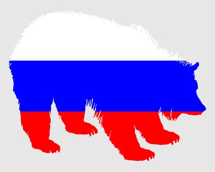 National flag of Russia with brown bear