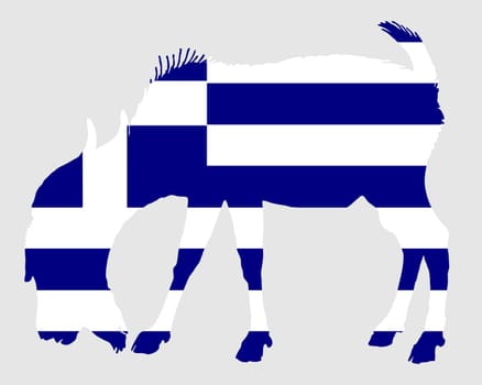 National flag of Greece with goat