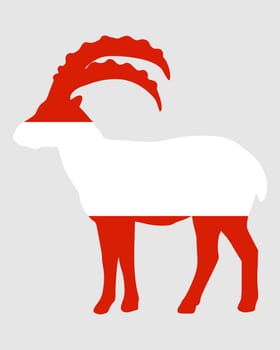 National flag of Austria with ibex
